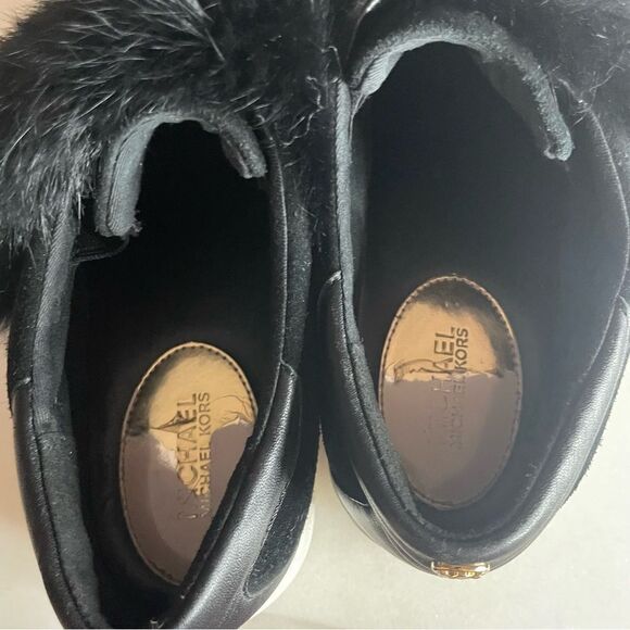 Michael Kors Black Suede Fur Maven Leather Rabbit Fur Sneakers Size 9 - Picture 7 of 9
